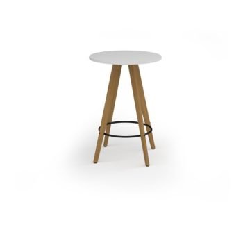 Unity circular poseur table 800dia with solid oak leg in white - UPC8-WH
