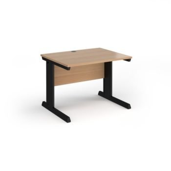 Vivo straight desk 1000mm x 800mm - black frame Beech top - V10-K-B