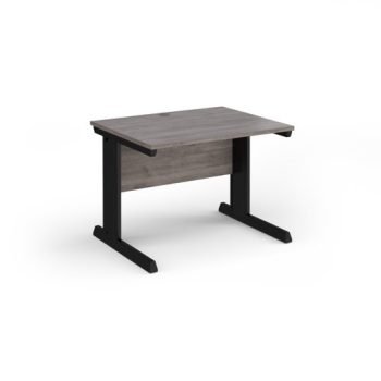 Vivo straight desk 1000mm x 800mm - black frame Grey Oak Top - V10-K-GO