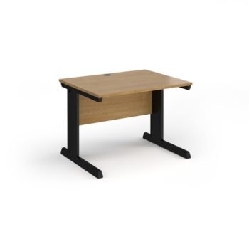 Vivo straight desk 1000mm x 800mm - black frame Oak Top - V10-K-O