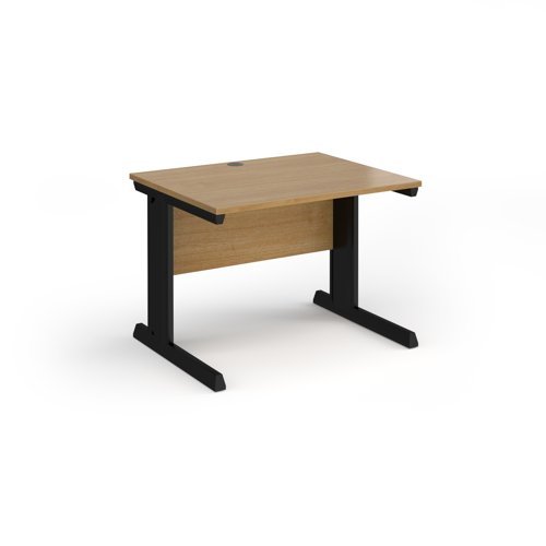 Vivo straight desk 1000mm x 800mm - black frame Oak Top - V10-K-O