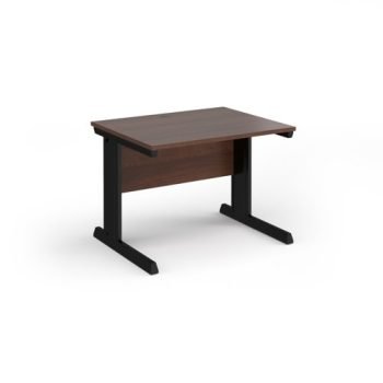 Vivo straight desk 1000mm x 800mm - black frame Walnut top - V10-K-W