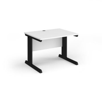 Vivo straight desk 1000mm x 800mm - black frame White Top - V10-K-WH