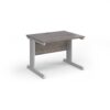 Vivo straight desk 1000mm x 800mm - silver frame Grey Oak Top - V10-S-GO