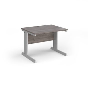 Vivo straight desk 1000mm x 800mm - silver frame Grey Oak Top - V10-S-GO