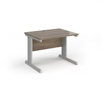 Vivo straight desk 1000mm x 800mm - silver frame Nebraska Oak Top - V10-S-NO