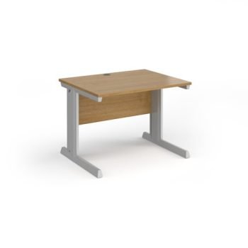 Vivo straight desk 1000mm x 800mm - silver frame Oak Top - V10-S-O