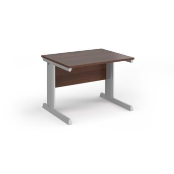 Vivo straight desk 1000mm x 800mm - silver frame Walnut top - V10-S-W