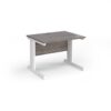 Vivo straight desk 1000mm x 800mm - white frame Grey Oak Top - V10-WH-GO
