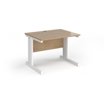 Vivo straight desk 1000mm x 800mm - white frame Kendal Oak Top - V10-WH-KO