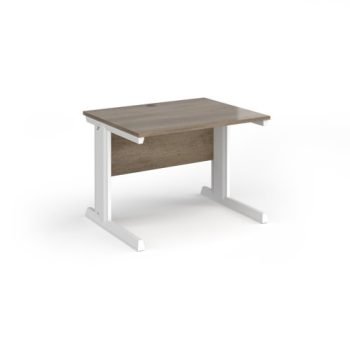 Vivo straight desk 1000mm x 800mm - white frame Nebraska Oak Top - V10-WH-NO