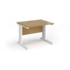 Vivo straight desk 1000mm x 800mm - white frame Oak Top - V10-WH-O