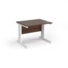 Vivo straight desk 1000mm x 800mm - white frame Walnut top - V10-WH-W
