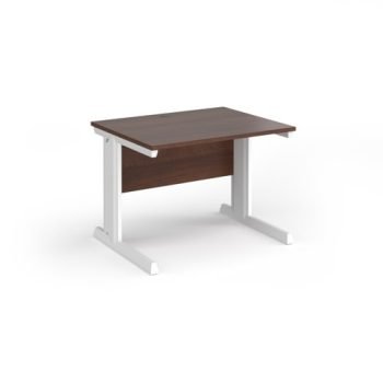 Vivo straight desk 1000mm x 800mm - white frame Walnut top - V10-WH-W