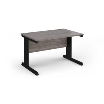 Vivo straight desk 1200mm x 800mm - black frame Grey Oak Top - V12-K-GO