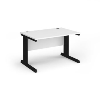 Vivo straight desk 1200mm x 800mm - black frame White Top - V12-K-WH