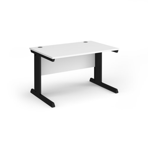Vivo straight desk 1200mm x 800mm - black frame White Top - V12-K-WH