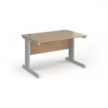 Vivo straight desk 1200mm x 800mm - silver frame Kendal Oak Top - V12-S-KO