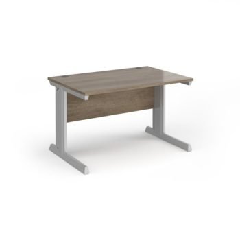 Vivo straight desk 1200mm x 800mm - silver frame Nebraska Oak Top - V12-S-NO