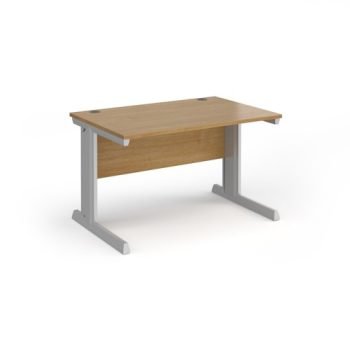 Vivo straight desk 1200mm x 800mm - silver frame Oak Top - V12-S-O