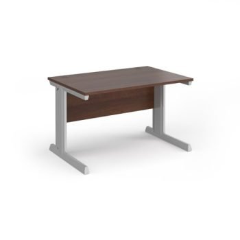 Vivo straight desk 1200mm x 800mm - silver frame Walnut top - V12-S-W
