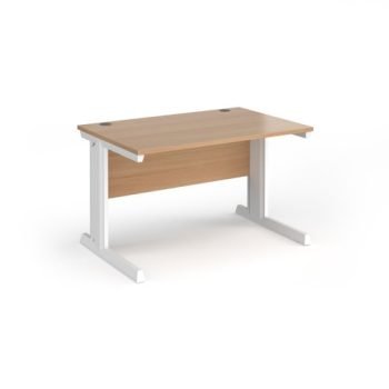 Vivo straight desk 1200mm x 800mm - white frame Beech top - V12-WH-B
