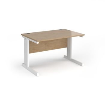 Vivo straight desk 1200mm x 800mm - white frame Kendal Oak Top - V12-WH-KO