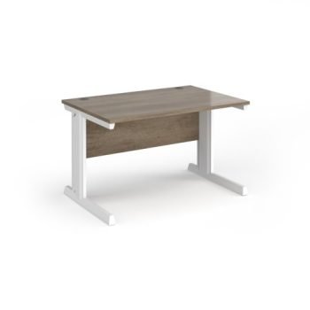 Vivo straight desk 1200mm x 800mm - white frame Nebraska Oak Top - V12-WH-NO