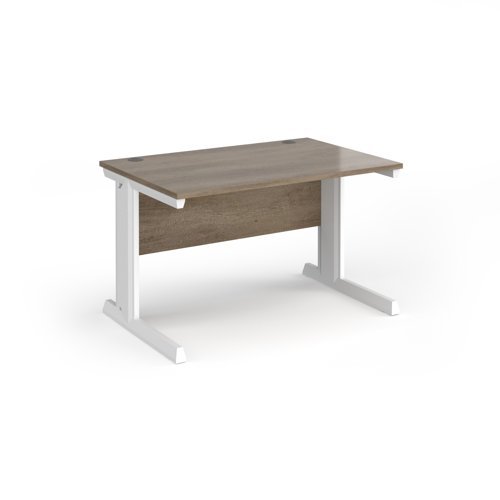 Vivo straight desk 1200mm x 800mm - white frame Nebraska Oak Top - V12-WH-NO