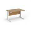 Vivo straight desk 1200mm x 800mm - white frame Oak Top - V12-WH-O