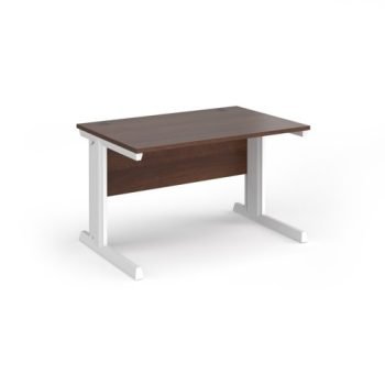 Vivo straight desk 1200mm x 800mm - white frame Walnut top - V12-WH-W
