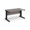 Vivo straight desk 1400mm x 800mm - black frame Grey Oak Top - V14-K-GO