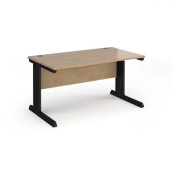 Vivo straight desk 1400mm x 800mm - black frame Kendal Oak Top - V14-K-KO