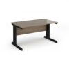 Vivo straight desk 1400mm x 800mm - black frame Nebraska Oak Top - V14-K-NO