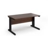Vivo straight desk 1400mm x 800mm - black frame Walnut top - V14-K-W