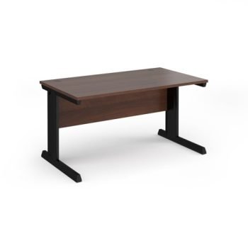 Vivo straight desk 1400mm x 800mm - black frame Walnut top - V14-K-W