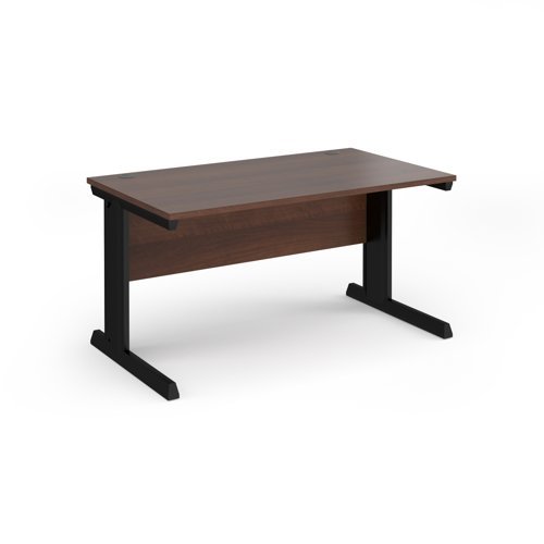 Vivo straight desk 1400mm x 800mm - black frame Walnut top - V14-K-W