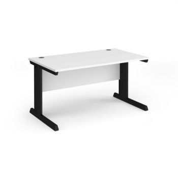 Vivo straight desk 1400mm x 800mm - black frame White Top - V14-K-WH
