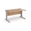 Vivo straight desk 1400mm x 800mm - silver frame Beech top - V14-S-B