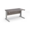 Vivo straight desk 1400mm x 800mm - silver frame Grey Oak Top - V14-S-GO