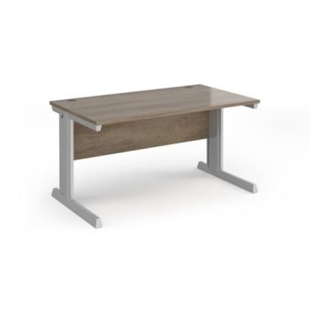Vivo straight desk 1400mm x 800mm - silver frame Nebraska Oak Top - V14-S-NO