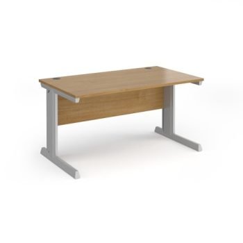Vivo straight desk 1400mm x 800mm - silver frame Oak Top - V14-S-O
