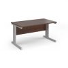 Vivo straight desk 1400mm x 800mm - silver frame Walnut top - V14-S-W