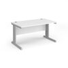 Vivo straight desk 1400mm x 800mm - silver frame White Top - V14-S-WH