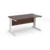 Vivo straight desk 1400mm x 800mm - white frame Walnut top - V14-WH-W