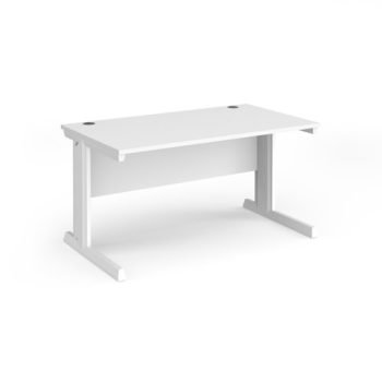 Vivo straight desk 1400mm x 800mm - white frame White Top - V14-WH-WH