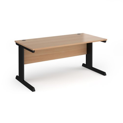 Vivo straight desk 1600mm x 800mm - black frame Beech top - V16-K-B