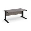 Vivo straight desk 1600mm x 800mm - black frame Grey Oak Top - V16-K-GO
