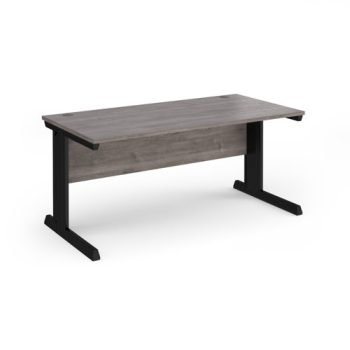 Vivo straight desk 1600mm x 800mm - black frame Grey Oak Top - V16-K-GO
