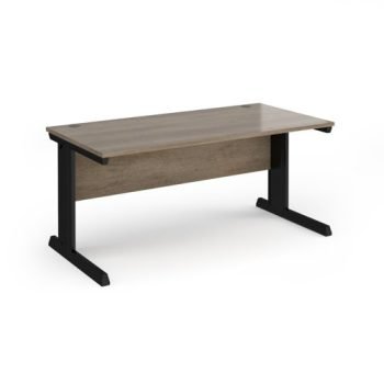 Vivo straight desk 1600mm x 800mm - black frame Nebraska Oak Top - V16-K-NO
